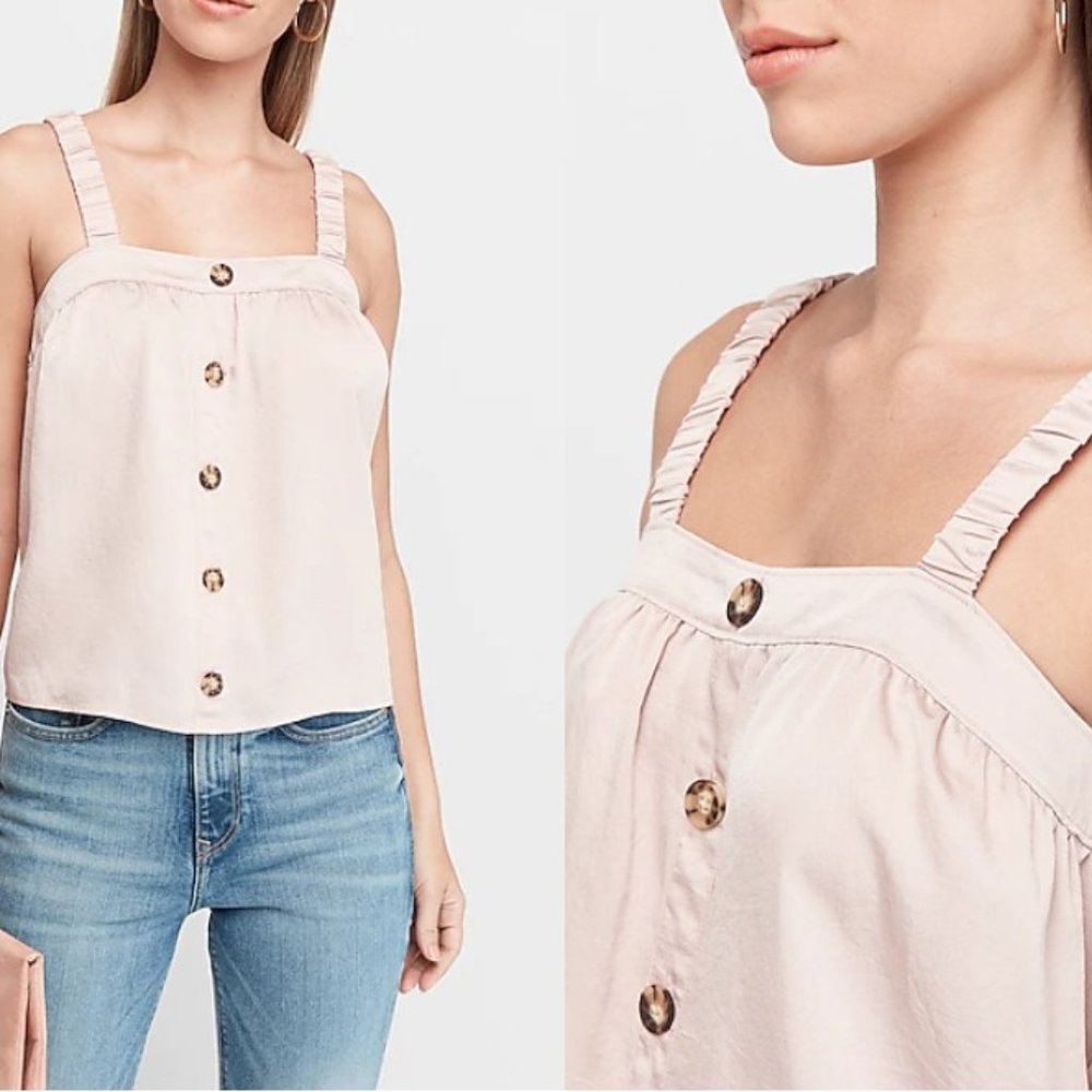 Square Neck Button Front Tank